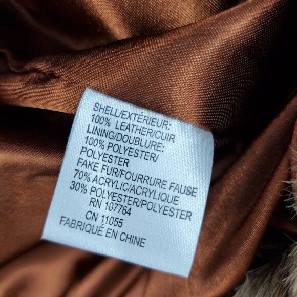 One Girl Who Brown Leather Y2K Western Fur Afghan Penny Lane Jacket Coat MobWife - Picture 13 of 13